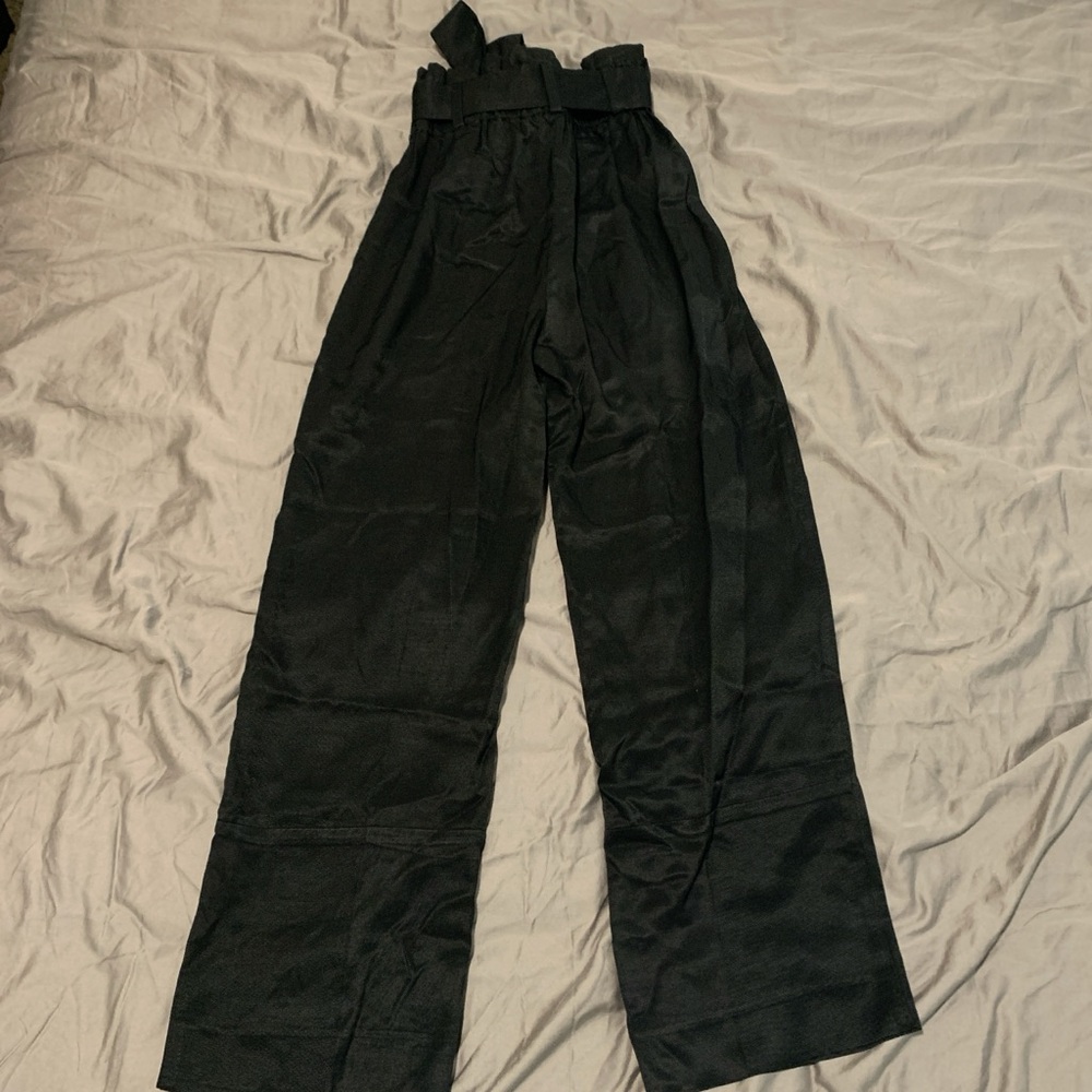 J.Crew black trousers with paper bag belted tie waist size 2